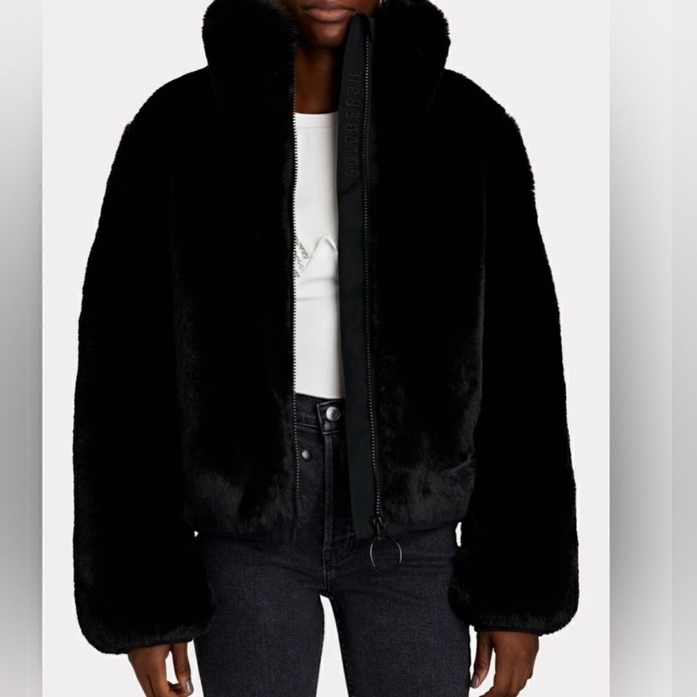 Goldbergh Victoria Faux Fur Furry Ski Jacket Black NWT US 6